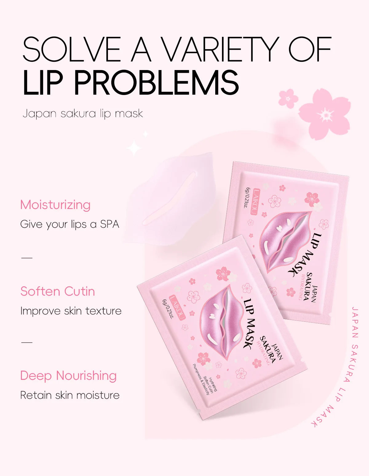 Japan Sakura Collagen Lip Mask Hydrating Plumping Treatment For Dry Lips Repair Gel Pads Night Care Essential