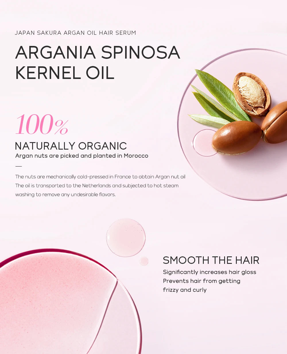 LAIKOU Japan Sakura Argan Hair Serum Nourishing Repair Split Ends Hair Essence (60ml/100ml)