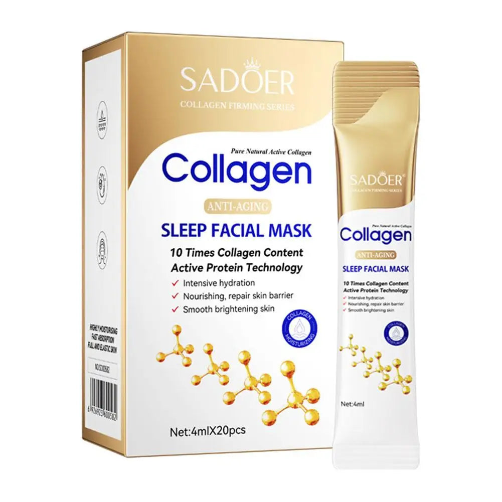 20pcs Collagen Sleeping Facial Masks Deep Moisturizing Brightening Firming Hydrating Face Mask Facial Skin Care for Women