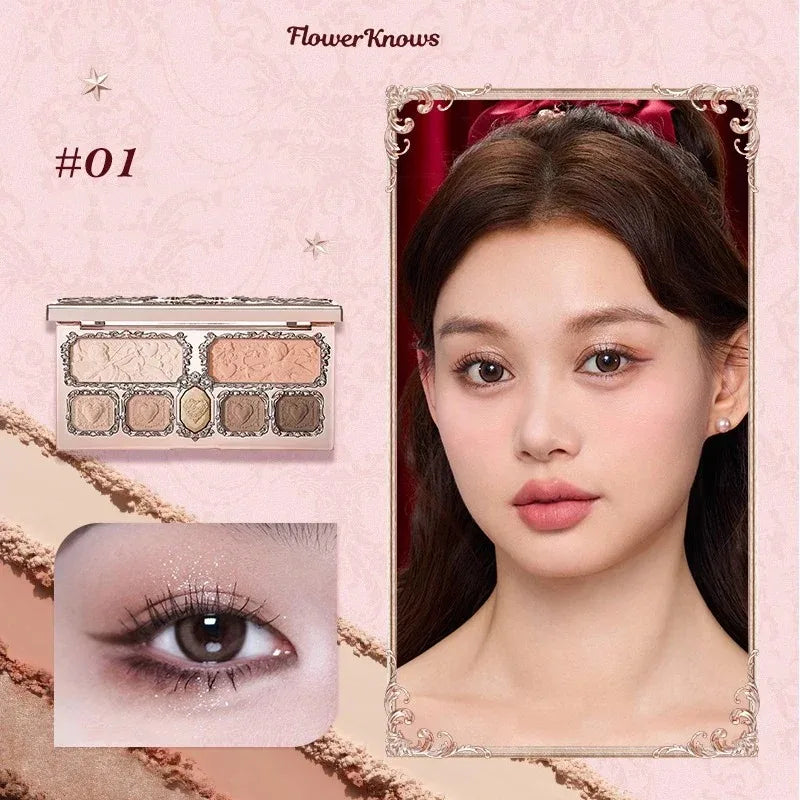 Flower Knows Moonlight Mermaid Eyeshadow Delicate Matte Glow Shimmer Chameleon Waterproof 5 Color Glitter Eye Shadow Palette