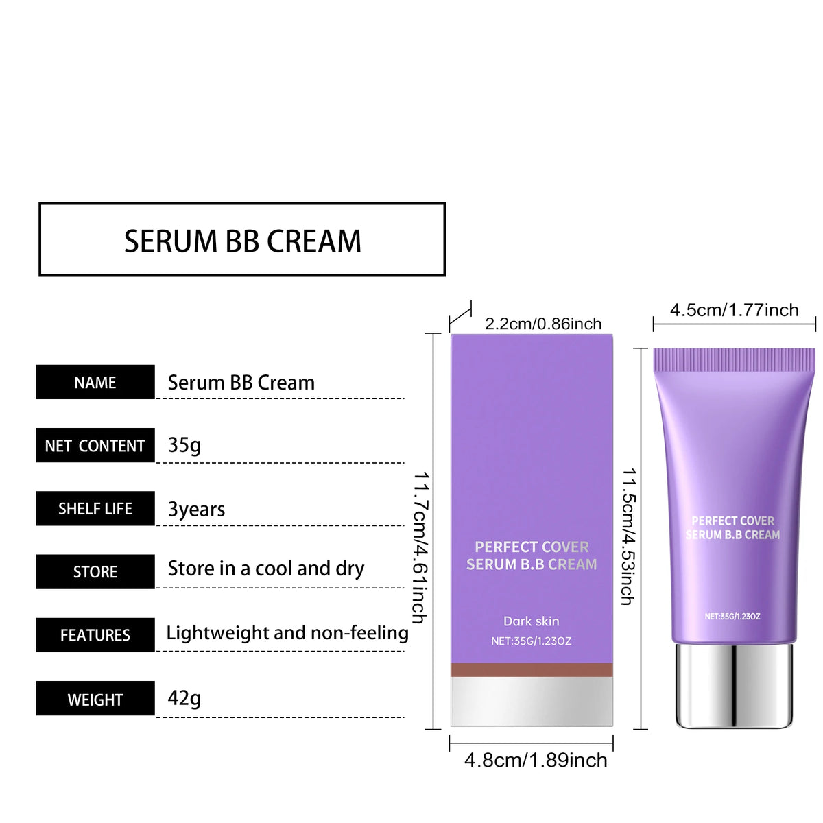 BB Cream Foundation Perfect Cover Concealer Waterproof Hyaluronic Acid Color Correcting CC Cream Brightening Base Makeup Primer
