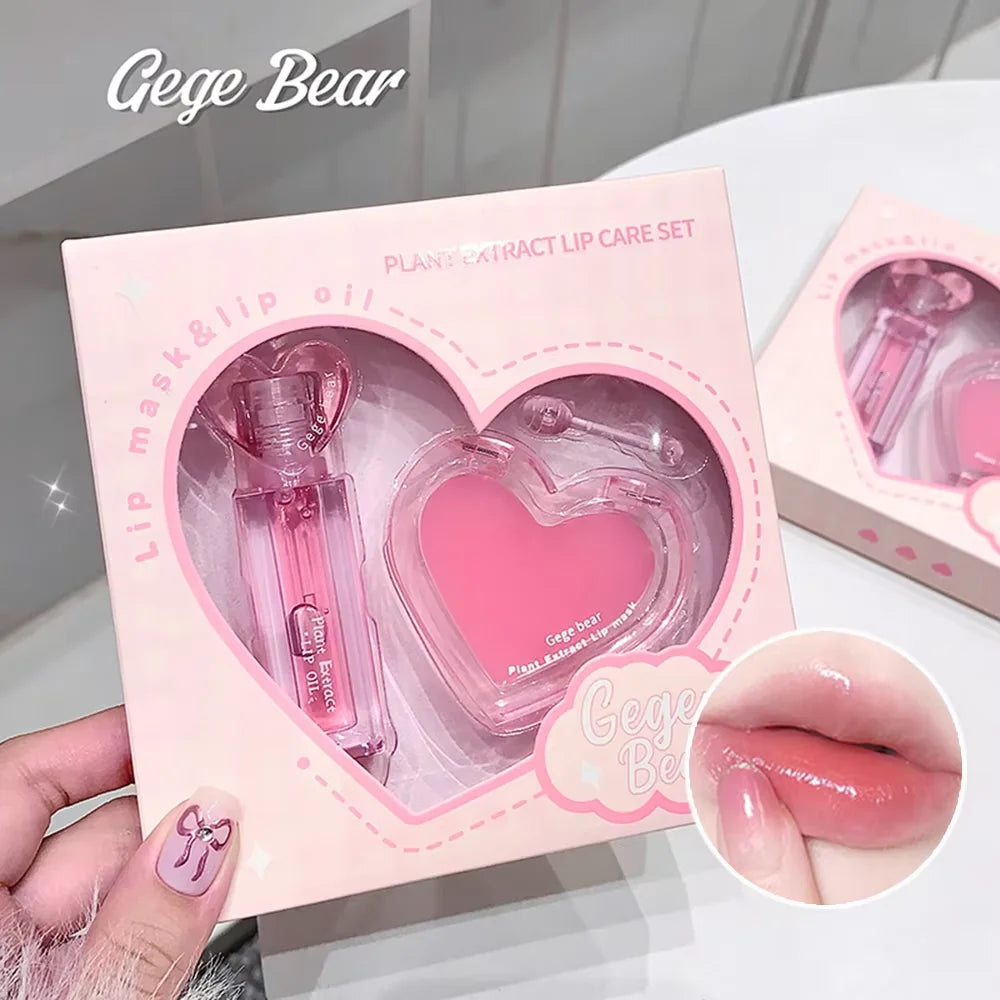 Gege Bear Plant Extract Lip Balm Set Moisturizing Lip Balm Lip Gloss Set Moisturizing Colorless Moisturizing