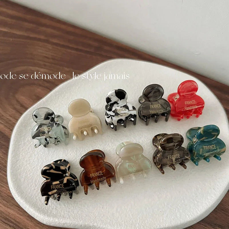 2Pcs/Set Mini 2cm Acetate Small Hair Claw Side Pins Acetate Hair Crabs for Girls Cute Hairpin Clips Women Hair Accessories