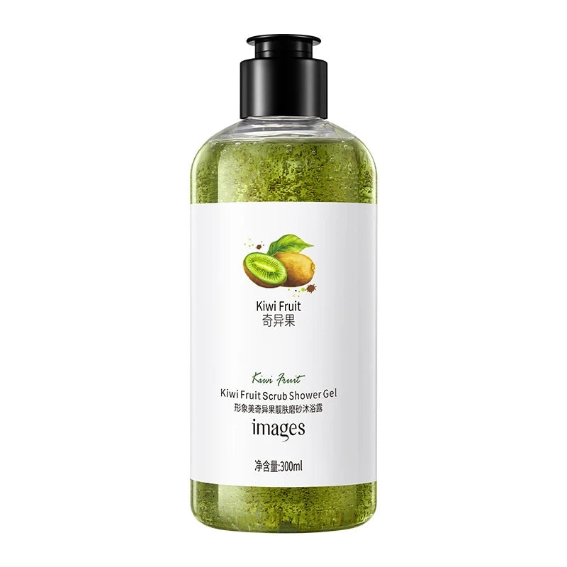 Fresh Fruit Purifying Scrub Shower Gel 300ml, with Kiwi Fruit Extract, Cherry Fruit Extract, Lemon Fruit Extract, Etc., for a Delicate, Cleansing, and Lightly Scented Experience. the Scrub Texture Is Refreshing and Moisturizi