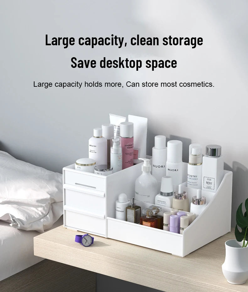 White New Drawer Makeup Storage Box Dormitory Finishing Plastic Shelf Cosmetics Skin Care Dressing Table Desktop
