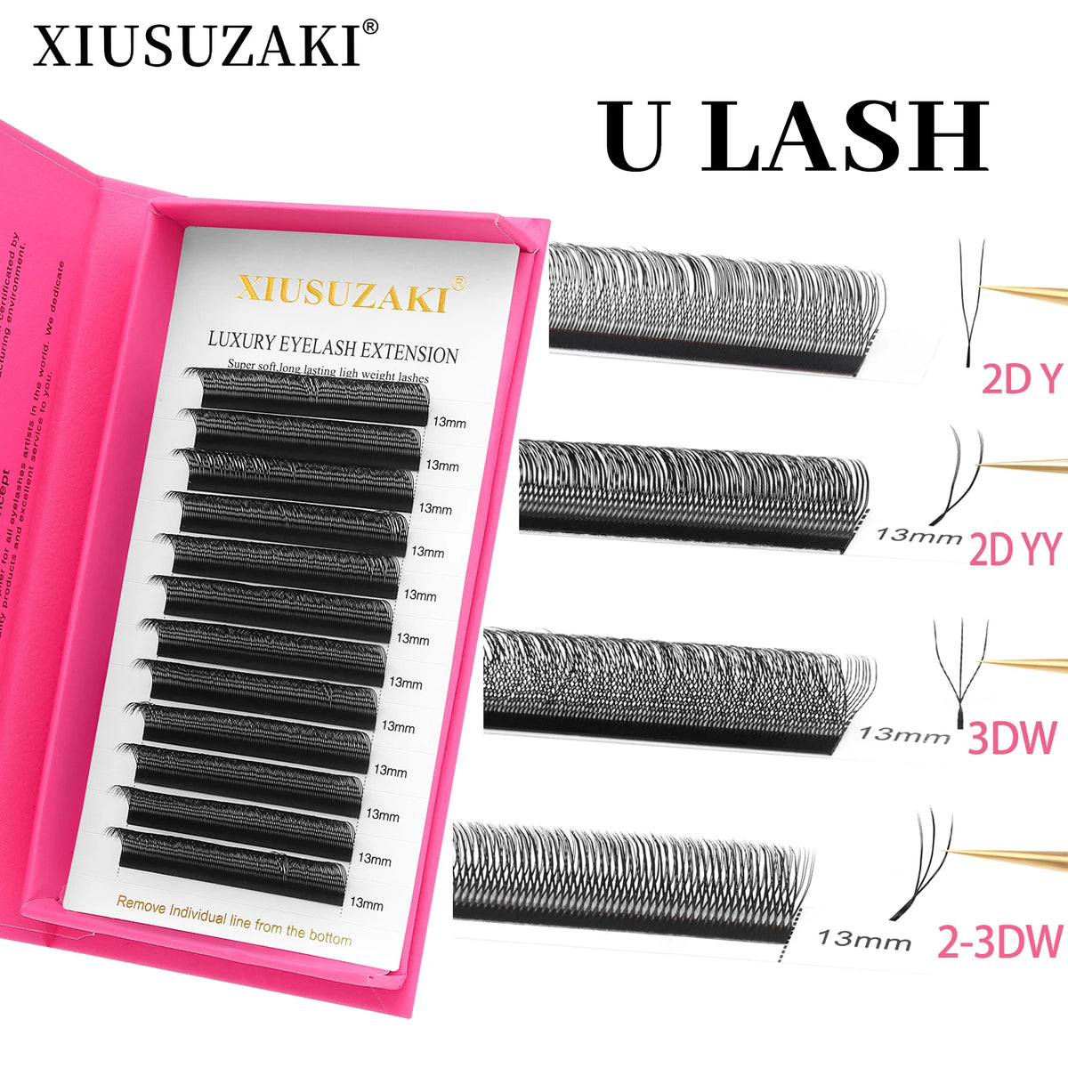 XIUSUZAKI  U-Shaped YY 3D 4D 5D Eyelash Extensions New Style U 2D YY Lashes Extension Mink Premade Volume Fans False Eyelashes