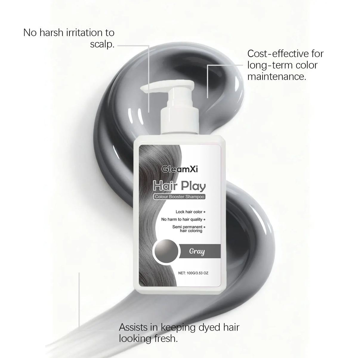 Gray Hair Shampoo 4colors- Color Locking, Moisturizing, Smooth Hair, Lightweight, Even Coloring, Trendy and Fashionable