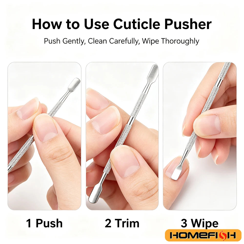 Double-ended Stainless Steel Cuticle Pusher Dead Skin Push Remover For Pedicure Manicure Nail Art Cleaner Care Tool