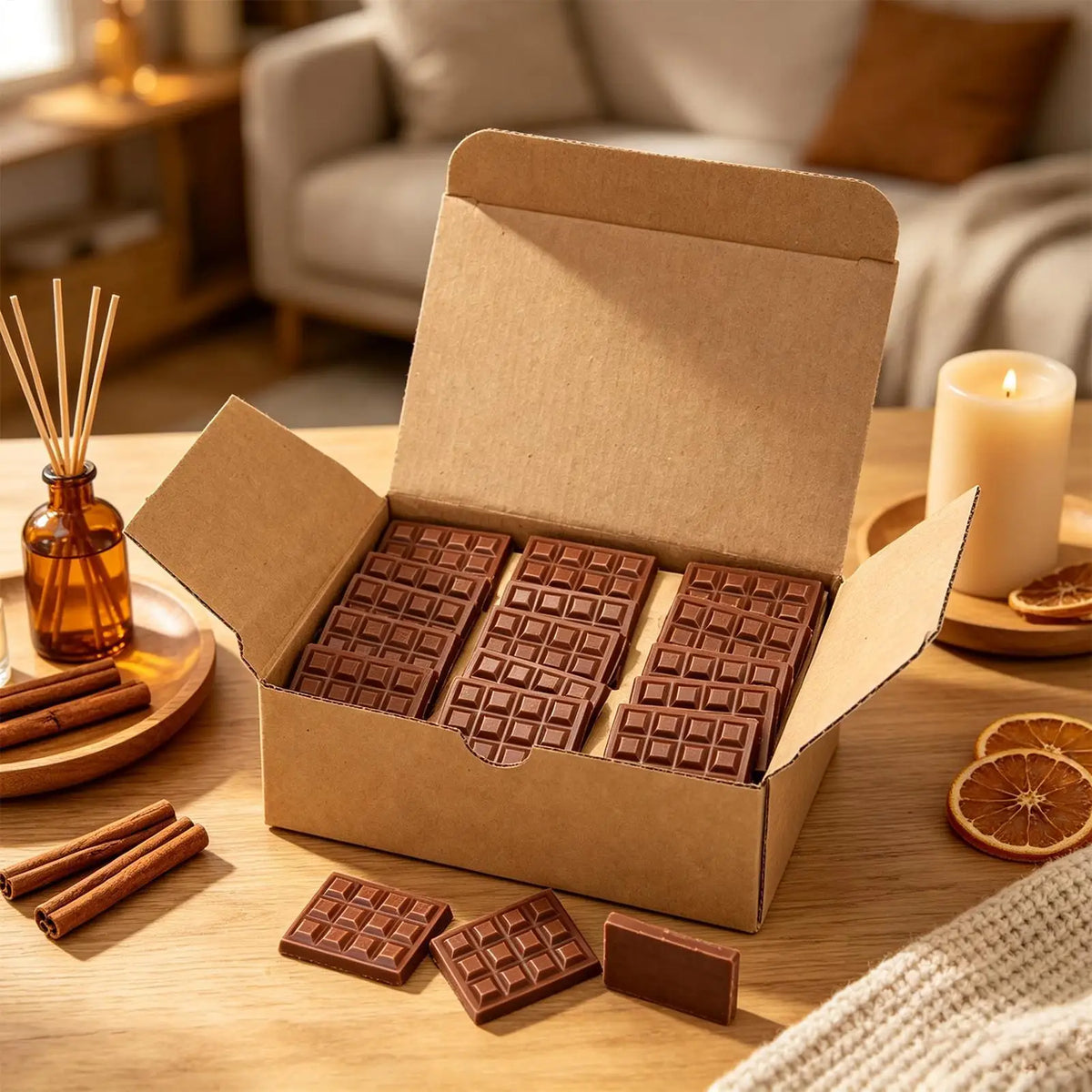 Strong Scent Wax Melts Chocolate Shape, Long Lasting Scented Wax Cubes for Home Fragrance, Bedroom Living Room Decor Gift