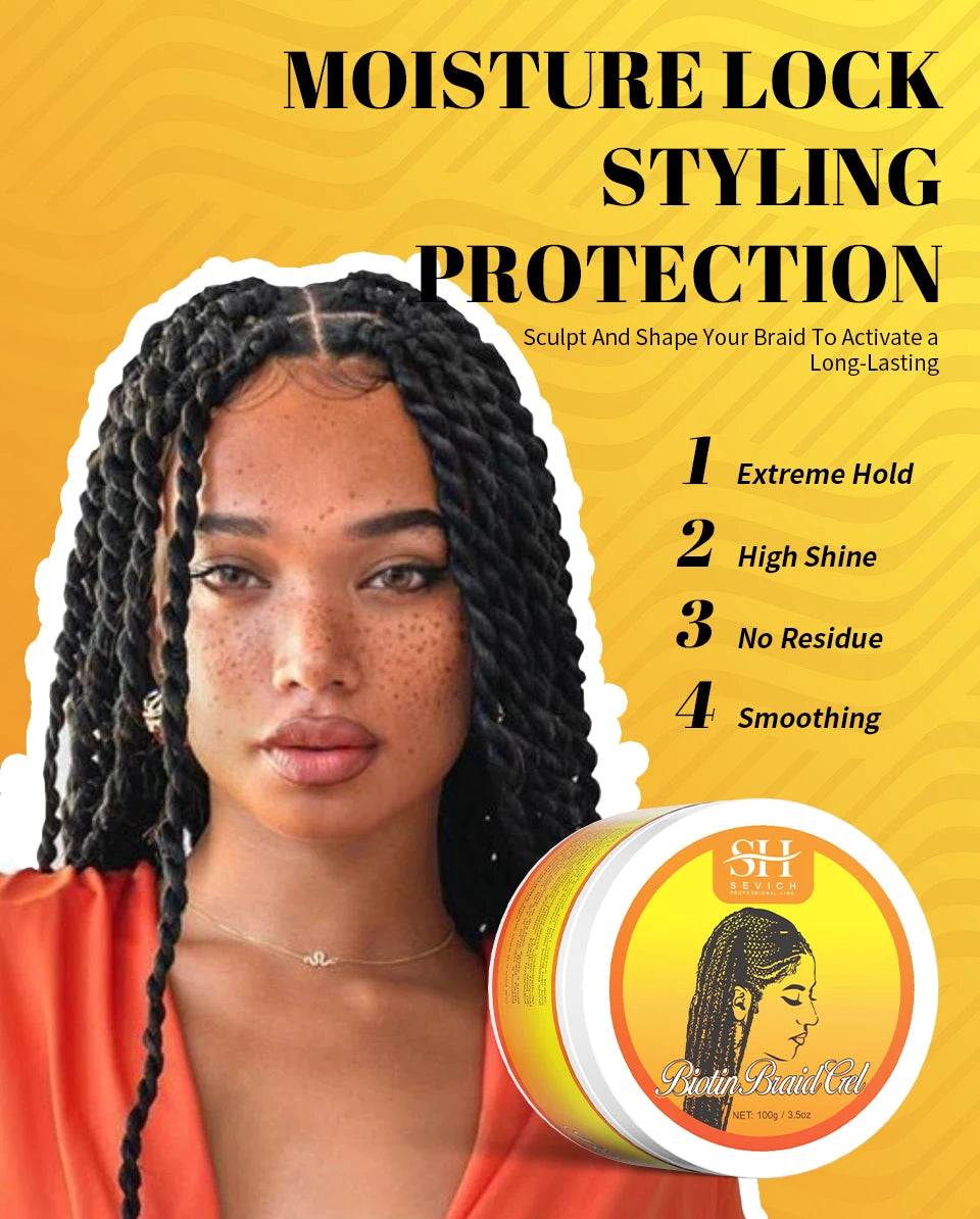 Styling Braiding Gel Wax Strong Hold Pomade African Curly Hair Braid Gel Anti Itch Shaping Hair Edge Control Cream Braiding Oil
