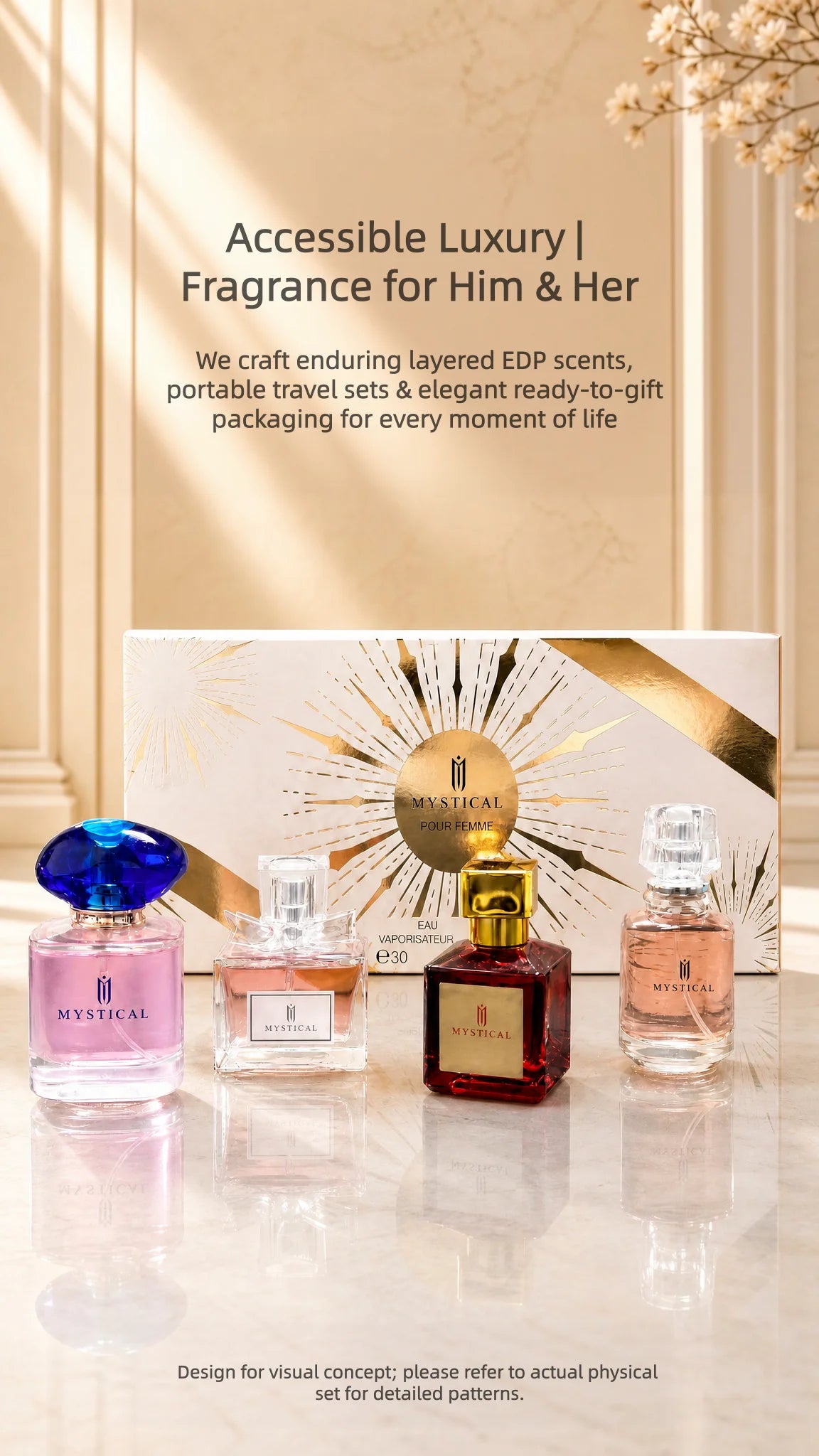 MYSTICAL Womens Perfume Gift Set 4 Piece 30ml Each 120ml Total Cherry Floral Fruity Fragrance Collection for Daily Wear Office Date Night Travel Birthday Gift