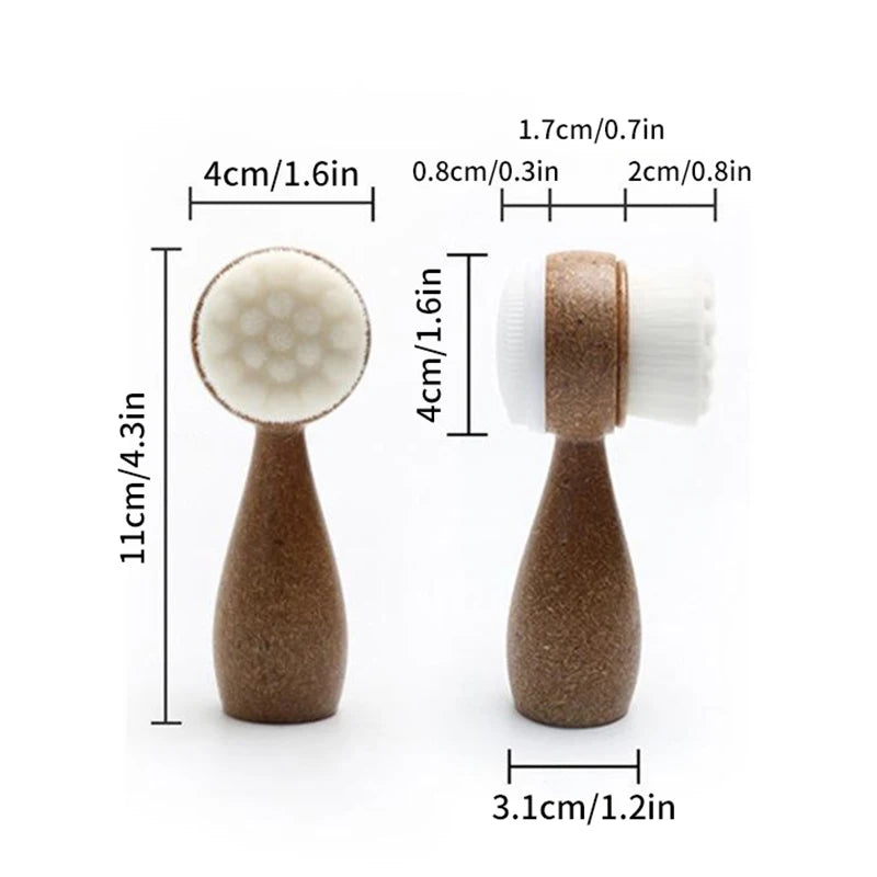 Coconut Shred Handle Double-Sided Facial Cleanser Brush Blackhead Pore Cleaner Exfoliating Beauty Tool