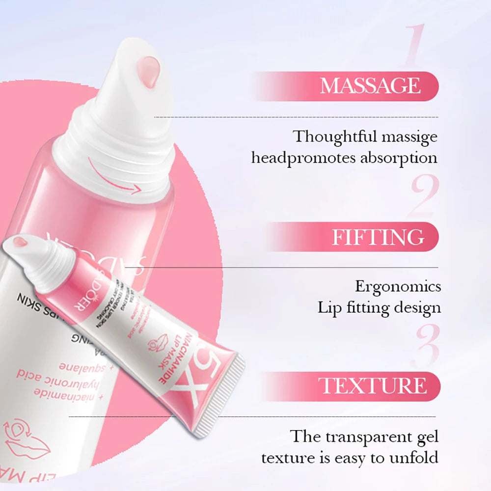 5X Niacinamide Plumping Lip Mask – Intense Hydration & Anti-Dryness for Soft, Pink Lips | Care Chapped Lips Overnig 10g/pc