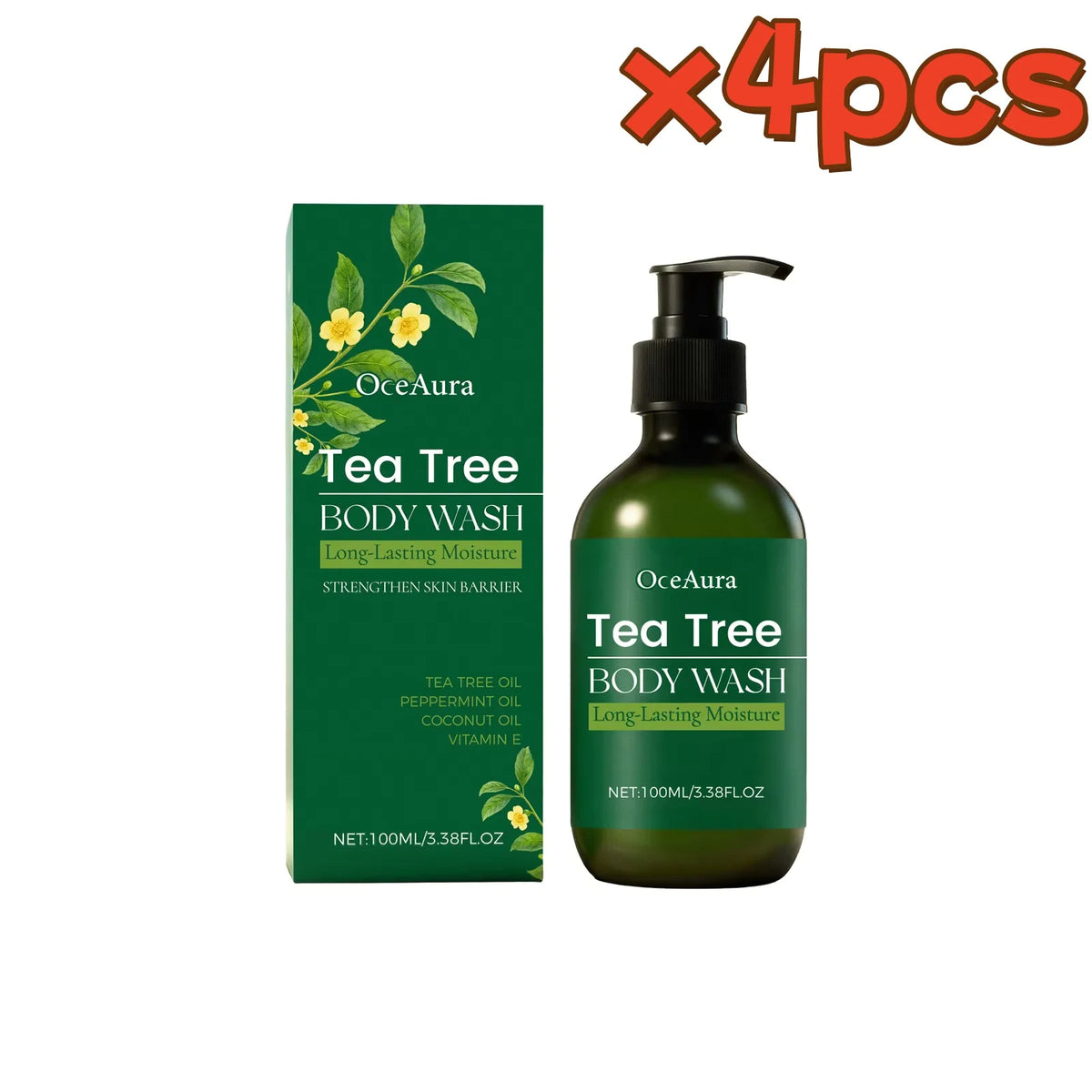 Oceaura Shower Gel Tea Tree Refreshing Moist Shower Gel Deep Cleansing Soothing Moisturizing Relief For All Skin Types 100ml