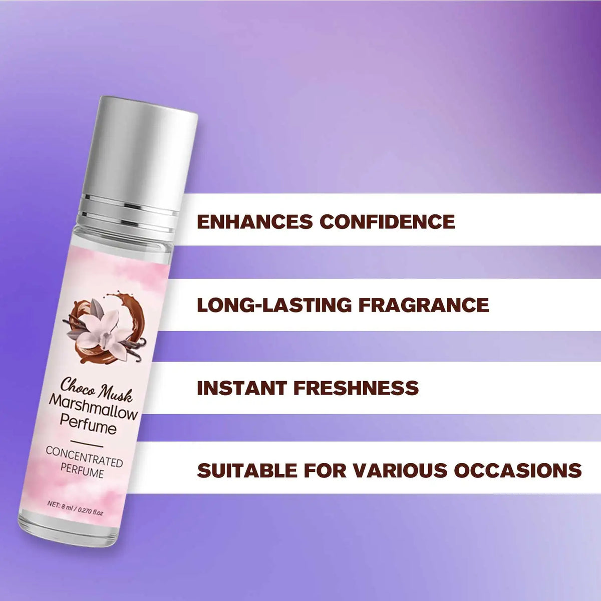 Musk Roll On Oil Deodorant for Body, Long Lasting Fragrance Sweet Chocolate Vanilla Concentrated Oil Roll-On for Unisex,8ML