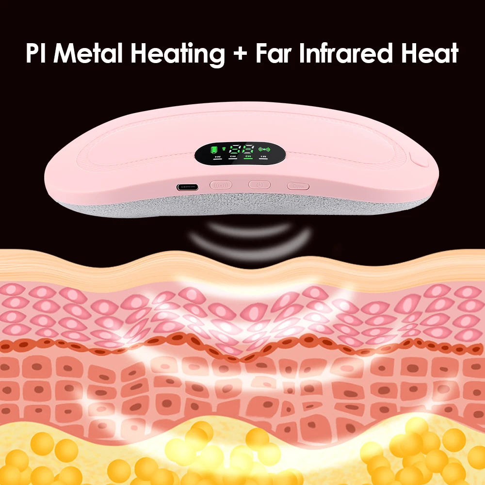 Electric Waist Massage Period Cramp Massager Vibrating Heating Belt for Menstrual Waist Stomach Abdominal Warm Palace Belt