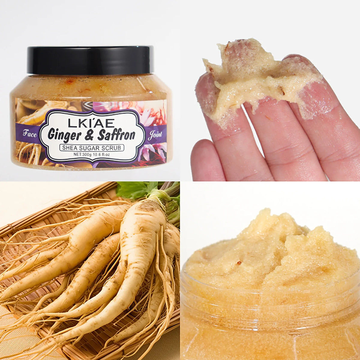 LKIAE Exfoliating Body Scrub for Women, Brightening, Soften Rough Elbows, Knees, Body Polish for Even Tone Glowing Skin, 300ml