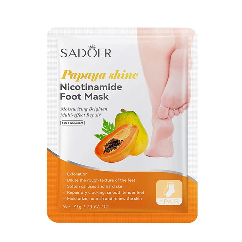 6 Pairs SADOER Fruits Foot Mask Moisturizing Foot Peeling Mask Exfoliating For Feet Spa Pedicure Exfoliant Feet Skin Care
