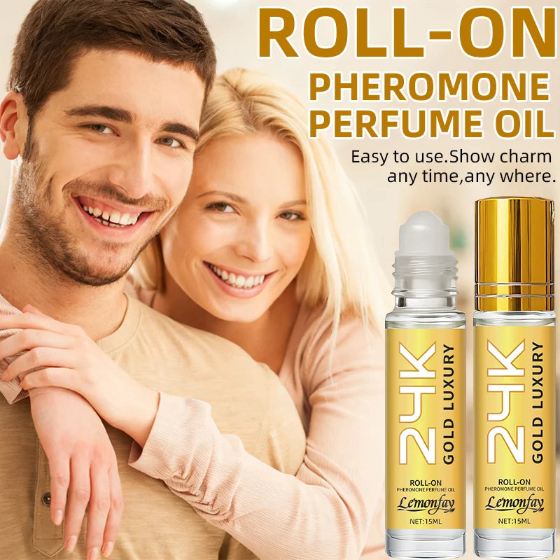 Lemonfay 24K Gold Luxury Pheromone Perfume Oil - 15ml Roll-On, Long-Lasting Portable Fragrance for Men & Women