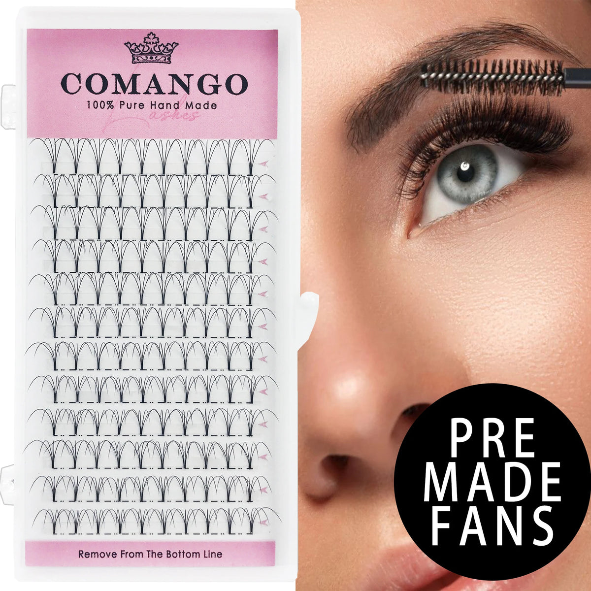 CoMango Premade Volume Fans Short Stem Russian Eyelash Extensions Wide Fans 3D 4D 5D 6D 8D 10D Faux Mink Lashes Wholesale