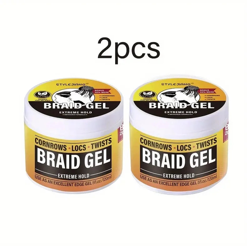 Extreme Hold Braid Gel - Styling Hair Wax for Cornrows, Locs, Twists and Fashionable Braids