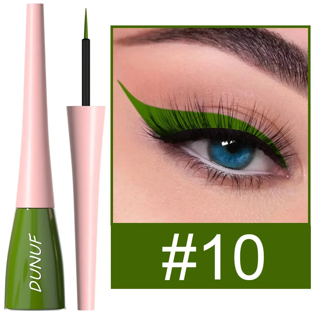 Matte Dark Green Liquid Eyeliner Pencil Waterproof Makeup Colorful Liquid Eye Liner Ultra-thin Long-Lasting Quick-Dry Eye Liner