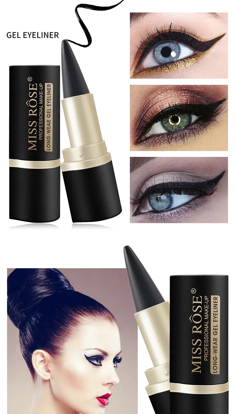 Waterproof Eyeliner Gel Matte - 24H Quick-drying Rich Pigment Single Head Gel Pencil Smudge-proof Long-lasting Black