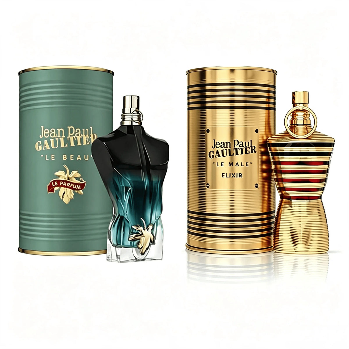 Jean Paul Gaultier Le Male Le Beau Series 3 Styles Perfume Collection for Men Eau De Parfum Long Lasting Fragrance Iconic Torso Shaped Bottle Luxury Cylindrical Metal Gift Can Ideal Birthday Holiday Collector Gift for Husband