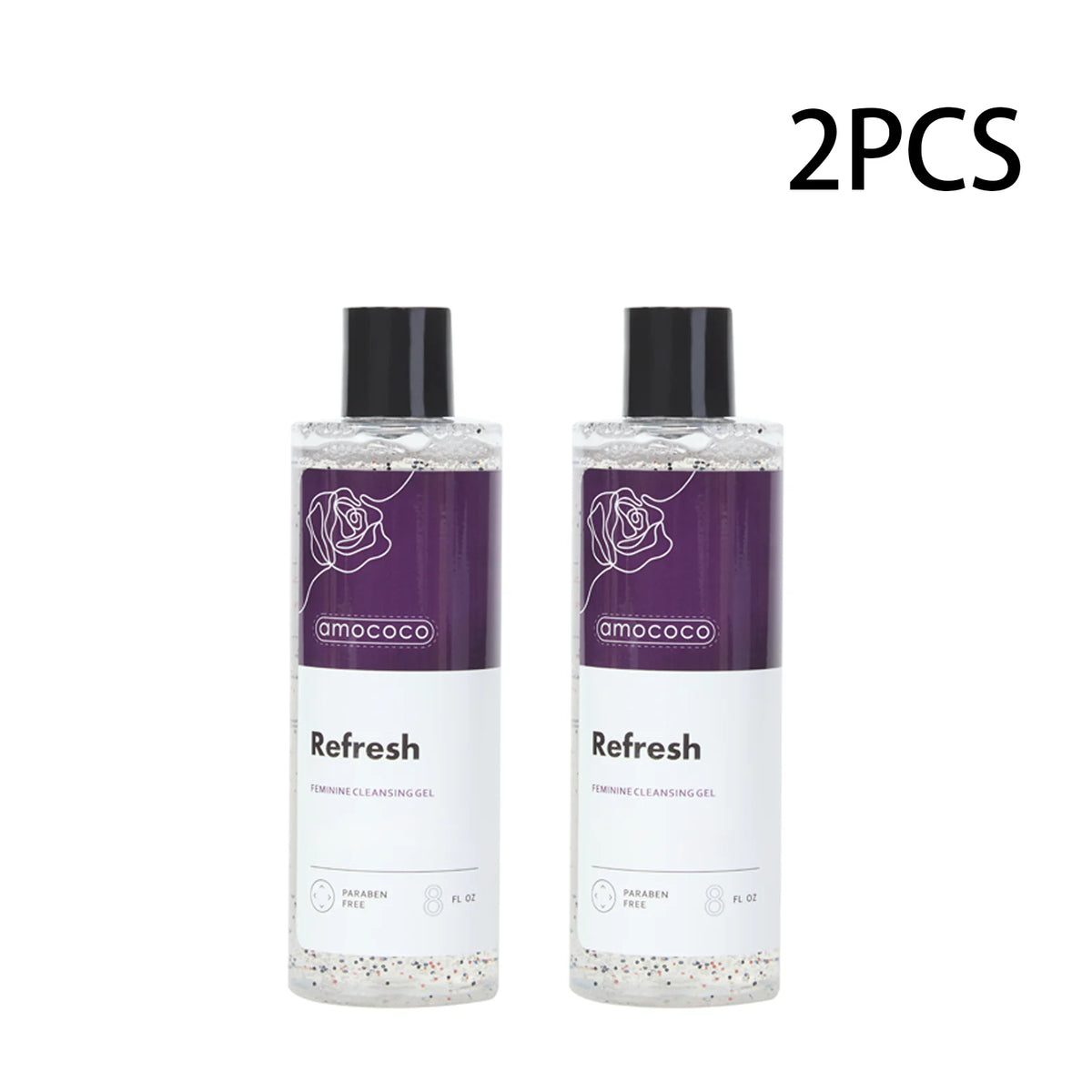 Amococo 2/3Pcs Feminine Wash 240ml Refresh Intimate Cleansing Gel PH Balancing Female Cleanser with Rose Flower Oil Aloe Vera Cucumber Extract Gentle Daily Personal Care Body Wash