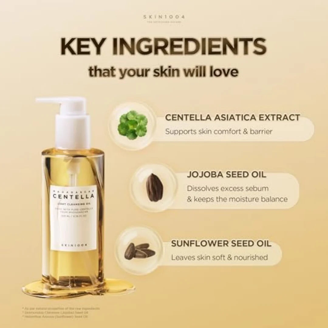 SKIN1004 Madagascar Centella Light Cleansing Oil Korean Facial Cleanser Gentle NO Irritating Double Cleansing Oil Makeup Remover