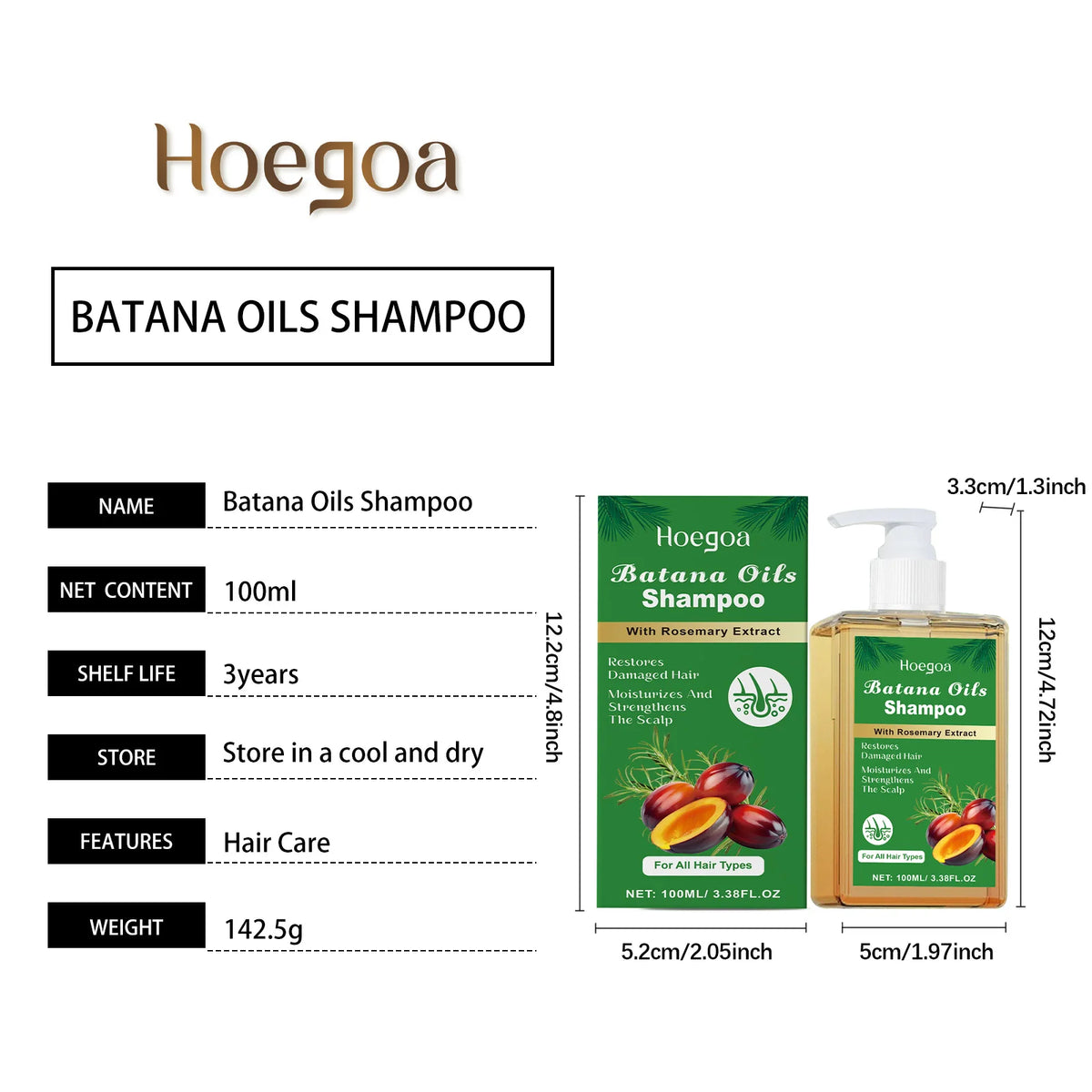 100/300ml Batana Oil & Rosemary Shampoo Deep Nourishing Scalp Remove Dandruff Strengthens Hair for Shiny Shampoo Hair Care