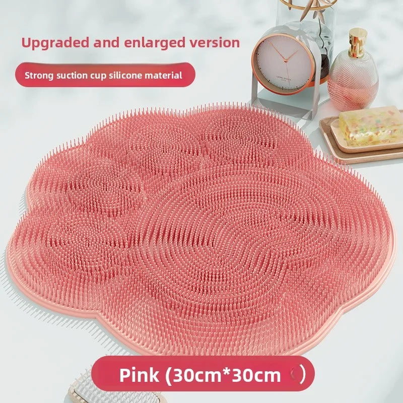 New Bathroom Use Silicone Non-slip Foot Basin Cleaning Pad, with Suction Cup for Exfoliation Shower Head Massage Bath Brush