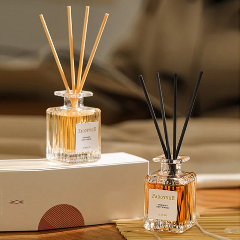 50ml Flameless Home Fragrance Room Flameless Freesia Jasmine Fragrance Oil with Reed Diffuser Stick Home Room Air Freshener Deco