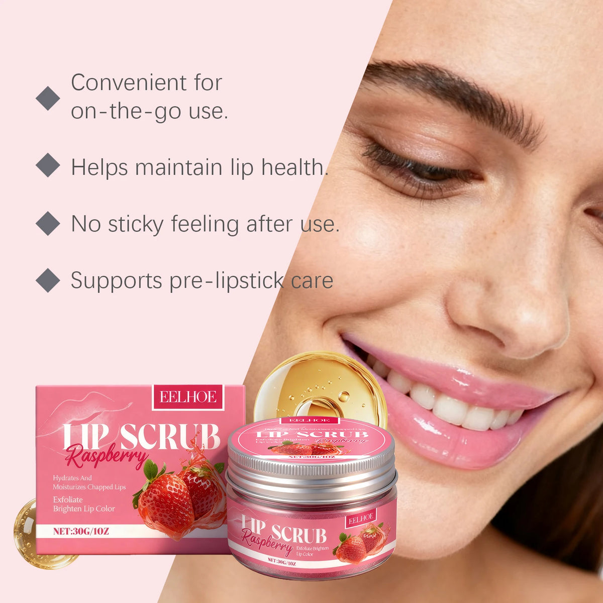 Strawberry Lip Scrub Exfoliating Preventing Drying Cracking Improve Dullness Remove Dead Skin Moisturizing Brightening Lip Care
