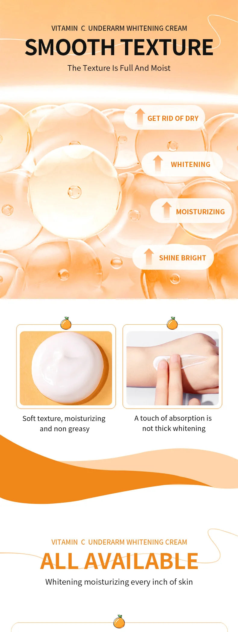 SADOER Vitamin C Whitening Cream Body Armpit Nourishing Anti-aging Smooth Moisturizing Body Lotion Exfoliating Creams Skin Care