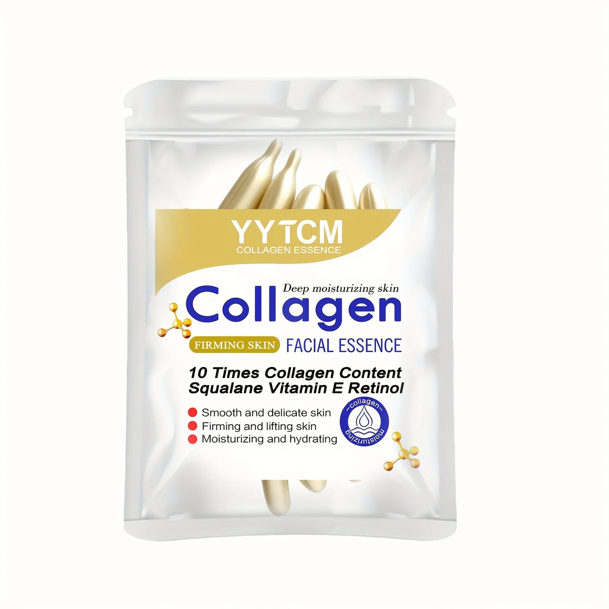 Collagen Firming Capsule Serum, moisturizes and hydrates for smooth skin, contains plant-based squalane, retinol, and vitamin E for deep hydration (0.4g x 30 capsules)/bag - 1 bag