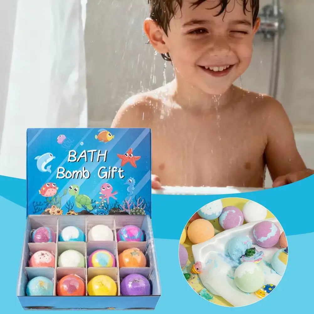 1/6/12PCS Bath Bombs Set Bubble Bath Fizzies for Children Safe & Natural Essential Oil Bubble Bath with Surprise Toys Inside