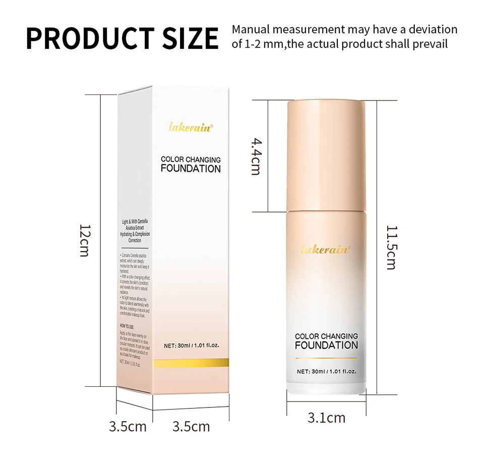 Color Changing Foundation 4 In 1 Moisturizer Longwearing Waterproof Concealer Even Skin Toning Sunscreen Spf 30 Whitening Makeup