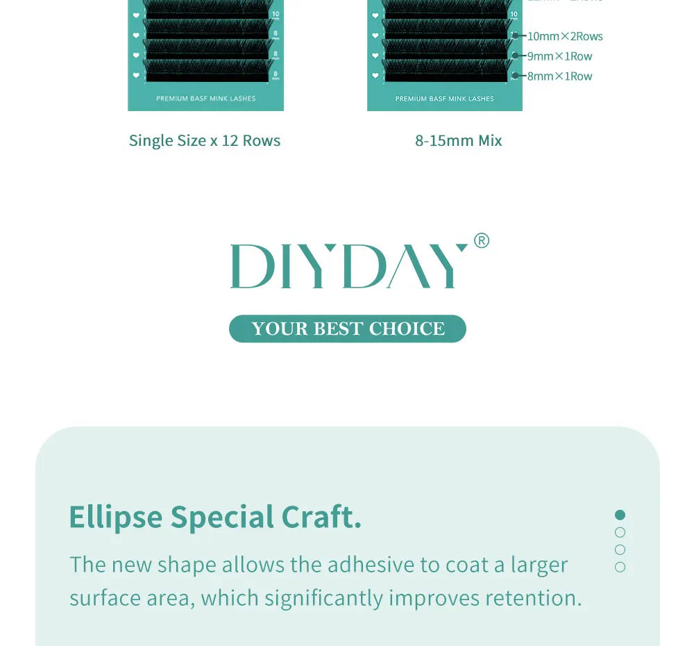 DIYDAY Flat Individual Lash Extension 0.15 0.20 Split Tips Super Softer Eyelash Ellipse Flat Classic False Eyelashes Supplies