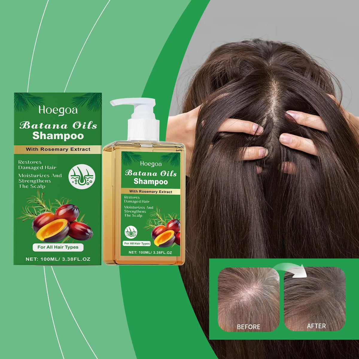 Batana Rosemary Shampoo Cleaning Scalp Anti Dandruff Oil Control Refreshing Hair Shampoo Anti Loss Restore Damaged Hair Care