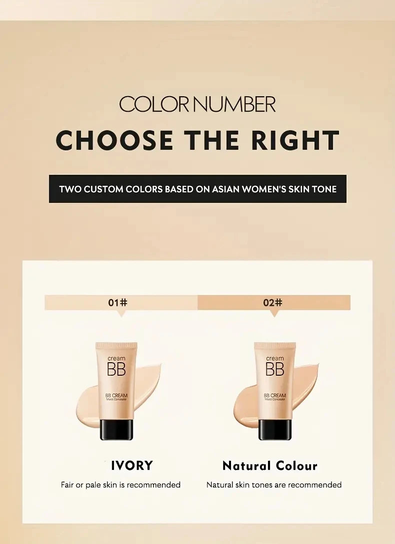 BB Cream Concealer, Lasting Moisturizing, Nude Makeup Liquid Foundation Isolating Cream, Water Light CC Cream