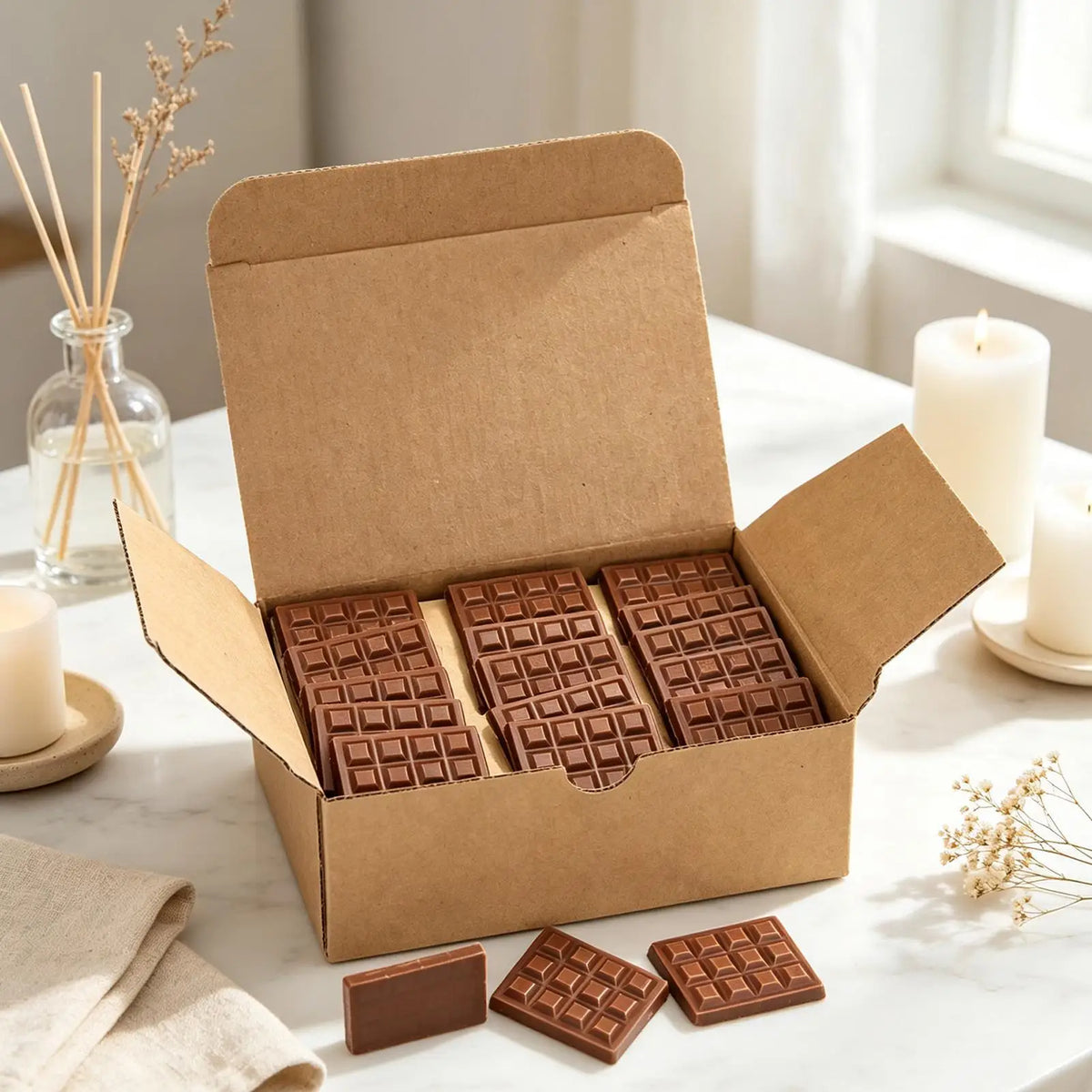 Strong Scent Wax Melts Chocolate Shape, Long Lasting Scented Wax Cubes for Home Fragrance, Bedroom Living Room Decor Gift