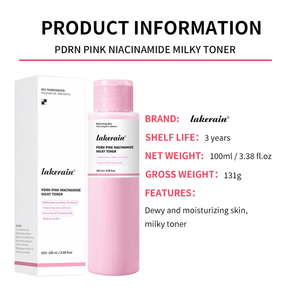 100ml PDRN Niacinamide Essence Toner For Glowing Skin Soothing Moisturizer Deep Nourishing Brightening Facial Water Lotion