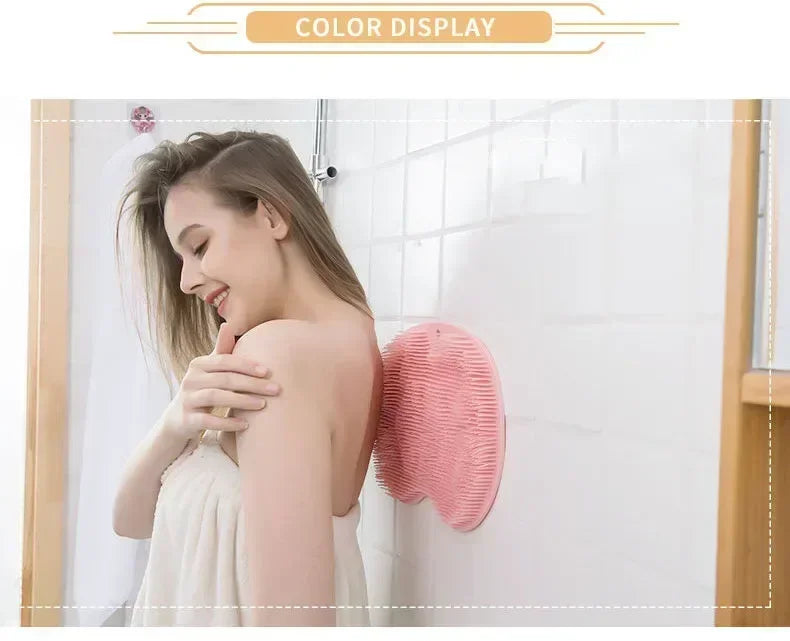 Silicone Rub Back Brush Bathroom Non-slip Wash Foot Pad Massage Shower Mat with Sucker Bath Massage Foot Exfoliating Brush Pad