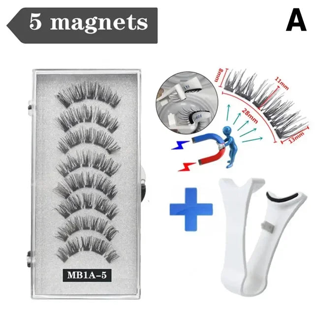 3D Natural ,With 5 Lashes Shipping Handmade Drop False Support Eyelashes Magnetic Reusable H8Y7