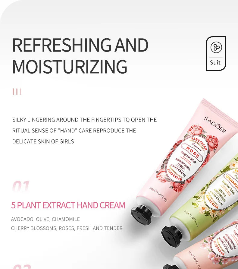 Hand Cream Moisturizing Repair Hand Care 30g Anti Dry Hand Lotion Anti-crack Fruity Floral Fragrance Smooth Hydrating Skin
