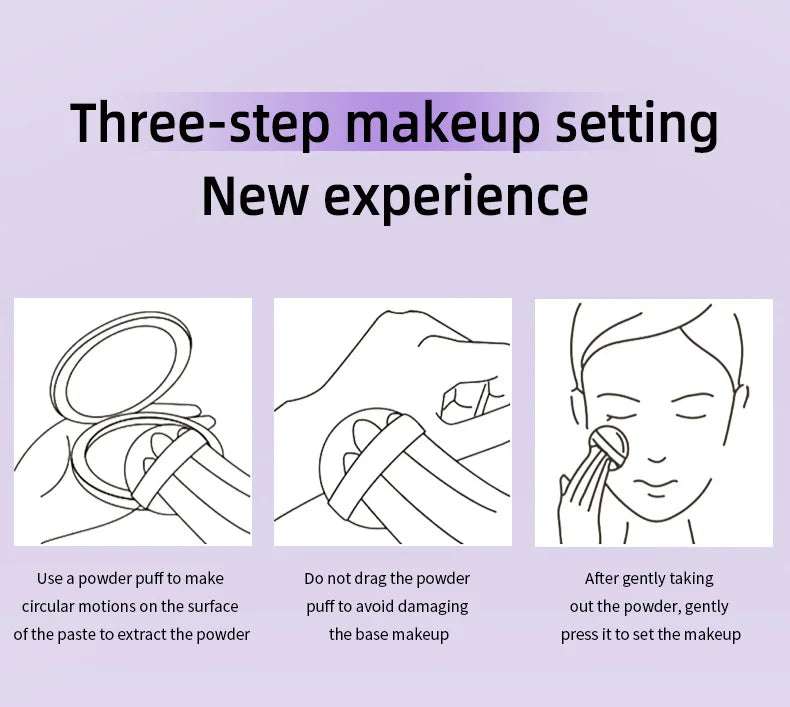 Lavender Pressed Powder Matte Powder Lasting Oil Control Full Coverage Face Compact Setting Powder Makeup Foundation Cosmetics