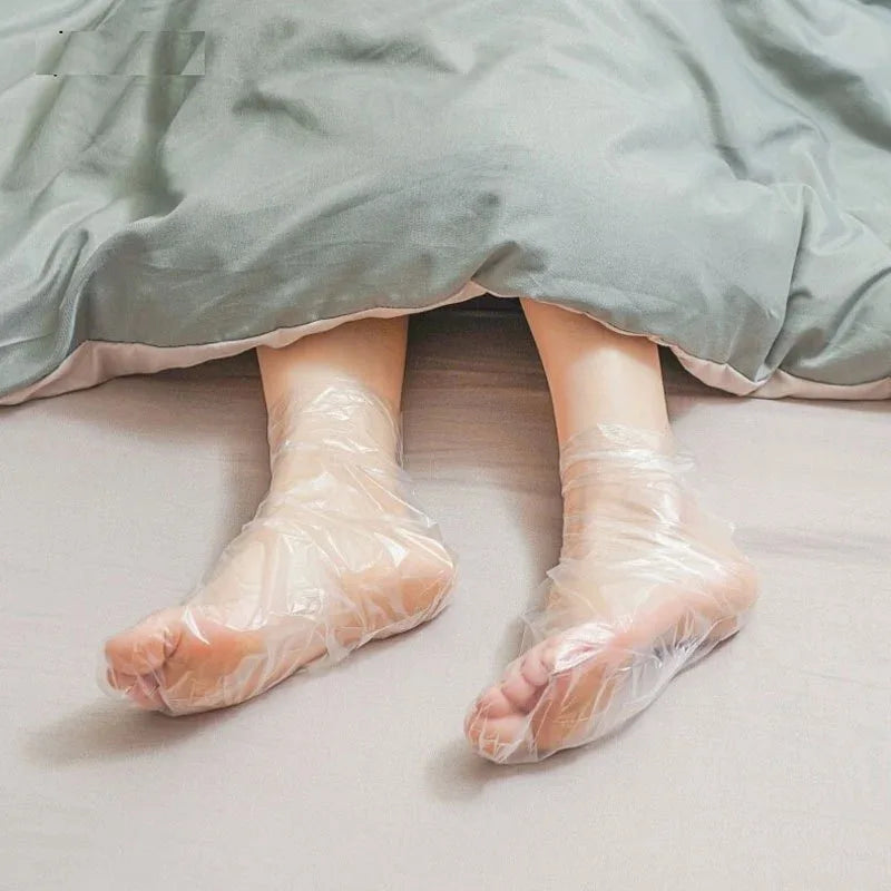Thick Disposable Hand Mask Gloves, Disposable Foot Mask Foot Covers, Multi-functional Foot/Hand Cover with Blue Adhesive Dots