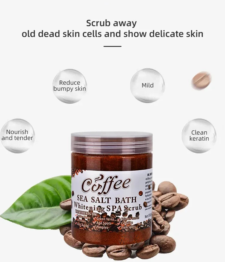350g/680g Coffee Whitening Spa Scrub Bath Salts Exfoliating Body Scrub Deep Clean Dead Skin Moisturizing Bubble Wet Sea Salt