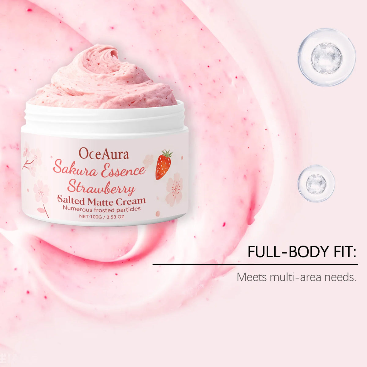 Sakura Strawberry Body Scrub Cream Deeply Cleansing Exfoliating Scrub For Smooth & Glowing Skin Dead Skin Removal Moisturizing